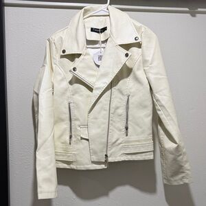 Women's Cream Leather Jacket